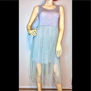 Jersey Maxi Dress w/ Organza Overlay/ (S) NEW!!